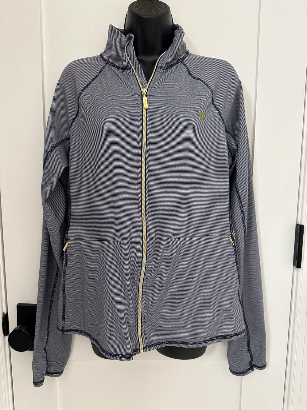 Lilly Pulitzer Heathered Blue Zip-Front Jacket